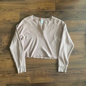 Waffle crop long sleeve